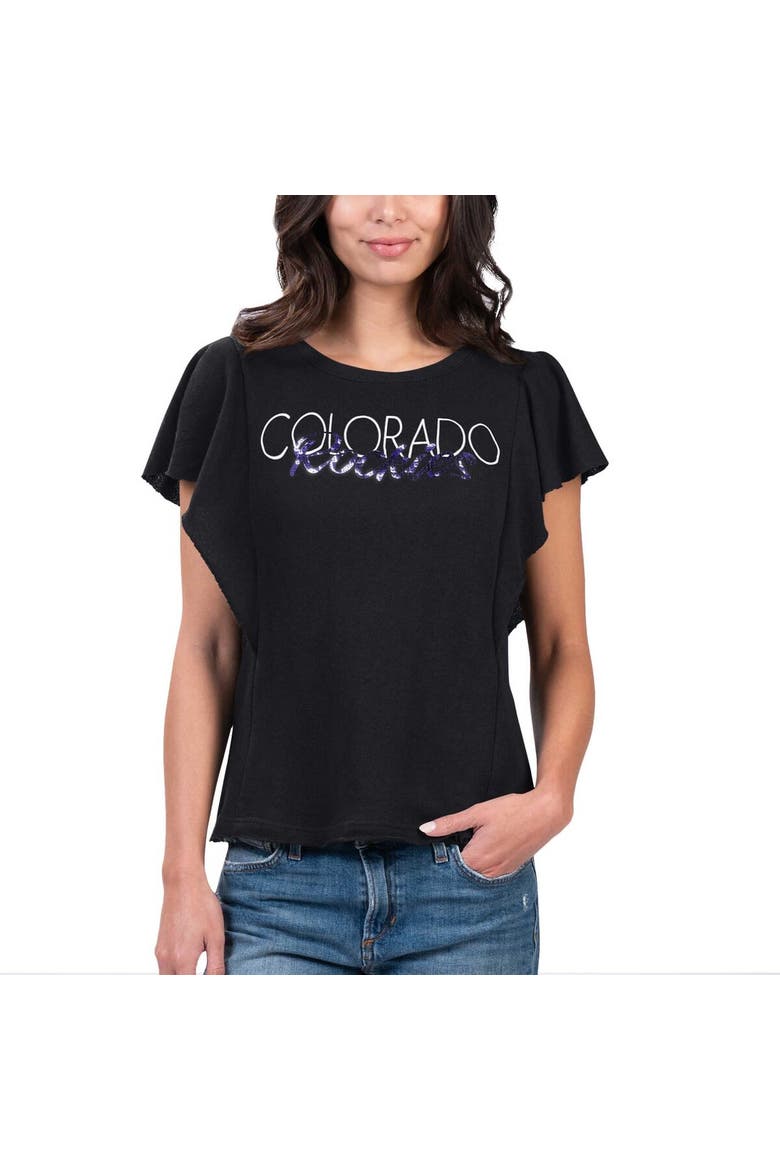 Women's G-III 4Her by Carl Banks Black Colorado Rockies Crowd Wave T-Shirt, Main, color, Black