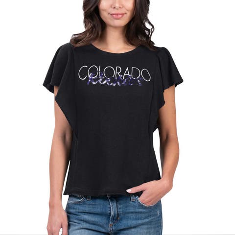 Women's G-III 4Her by Carl Banks Black Colorado Rockies Crowd Wave T-Shirt