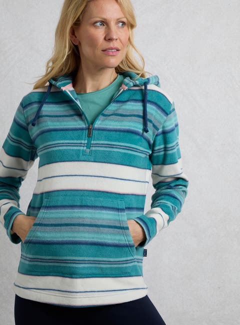 Lana 1/4 Zip Stripe Microfleece Hoodie