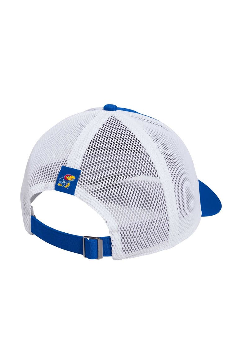 Men's adidas Royal Kansas Jayhawks Mascot Block Letter Slouch Trucker Adjustable Hat, Alternate, color, Royal