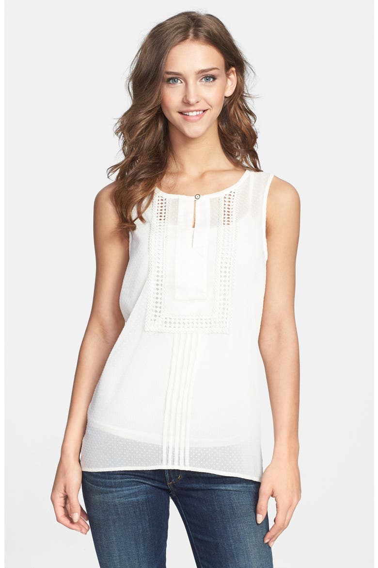 Crochet Detail Sleeveless Top, Main, color, WHITE