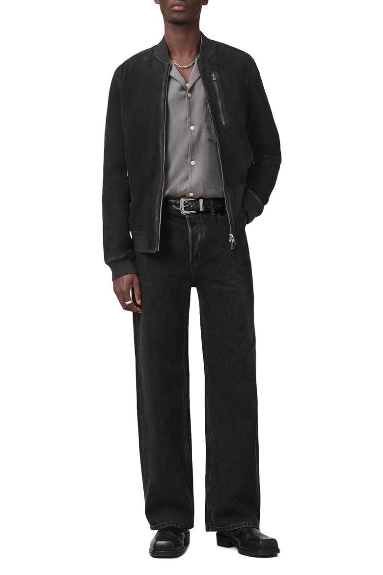 Kemble Suede Bomber Jacket, Alternate, color, BLACK