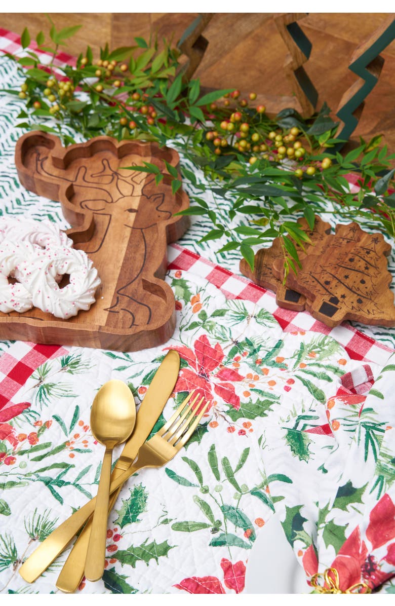 C&F Home Silvia Poinsettia Table Runner 14" x 51", Alternate, color, Red