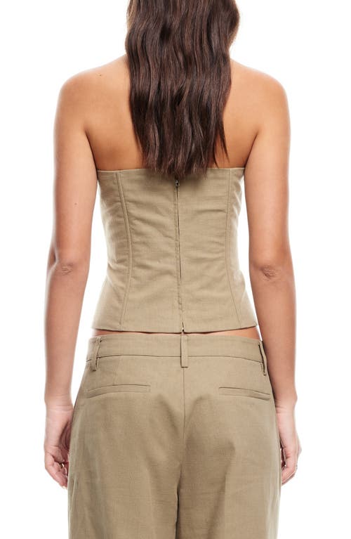 Lioness Untamed Linen Look Cotton Seam Detail Bandeau Corset Top In Brown