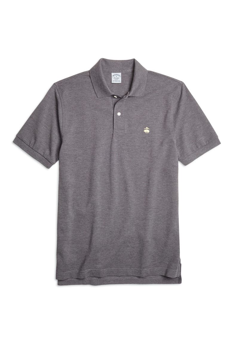 Slim Fit Stretch Cotton Piqué Polo, Main, color, CHARCOAL HEATHER