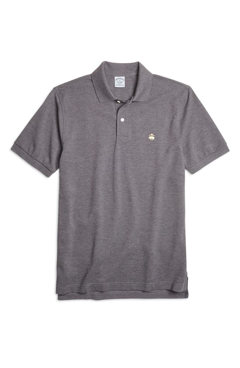 Brooks Brothers Stretch Supima<sup>®</sup> Cotton Piqué Polo, Main, color, Charcoal Heather