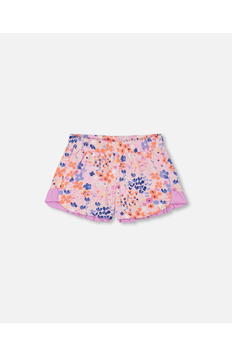 Deux par Deux Girl's Organic Cotton Short Lavender Printed Fields Flowers, Main, color,