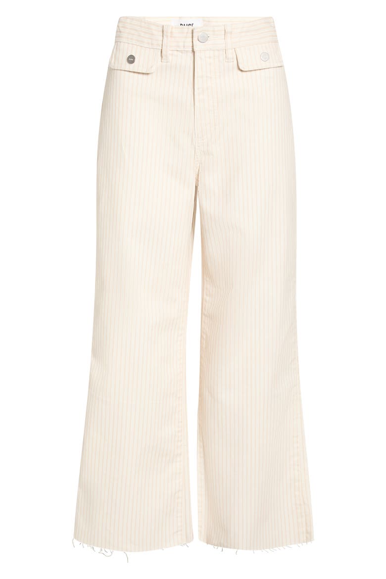 Anessa Button Pocket Raw Hem High Waist Wide Leg Jeans, Alternate, color, TONAL STRIPE