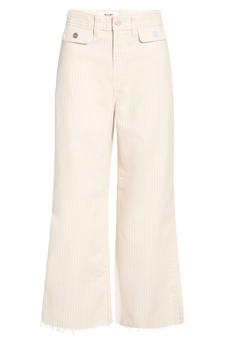 PAIGE Anessa Button Pocket Raw Hem High Waist Wide Leg Jeans, Alternate, color, Tonal Stripe