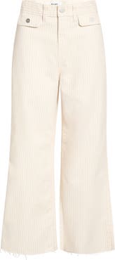 PAIGE Anessa Button Pocket Raw Hem High Waist Wide Leg Jeans
