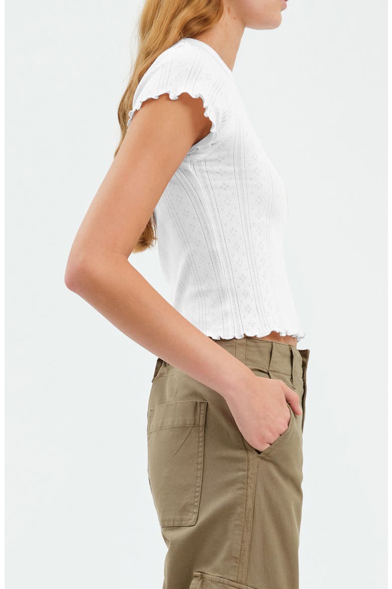 Lily Cotton Pointelle T-Shirt, Alternate, color, WHITE HOT