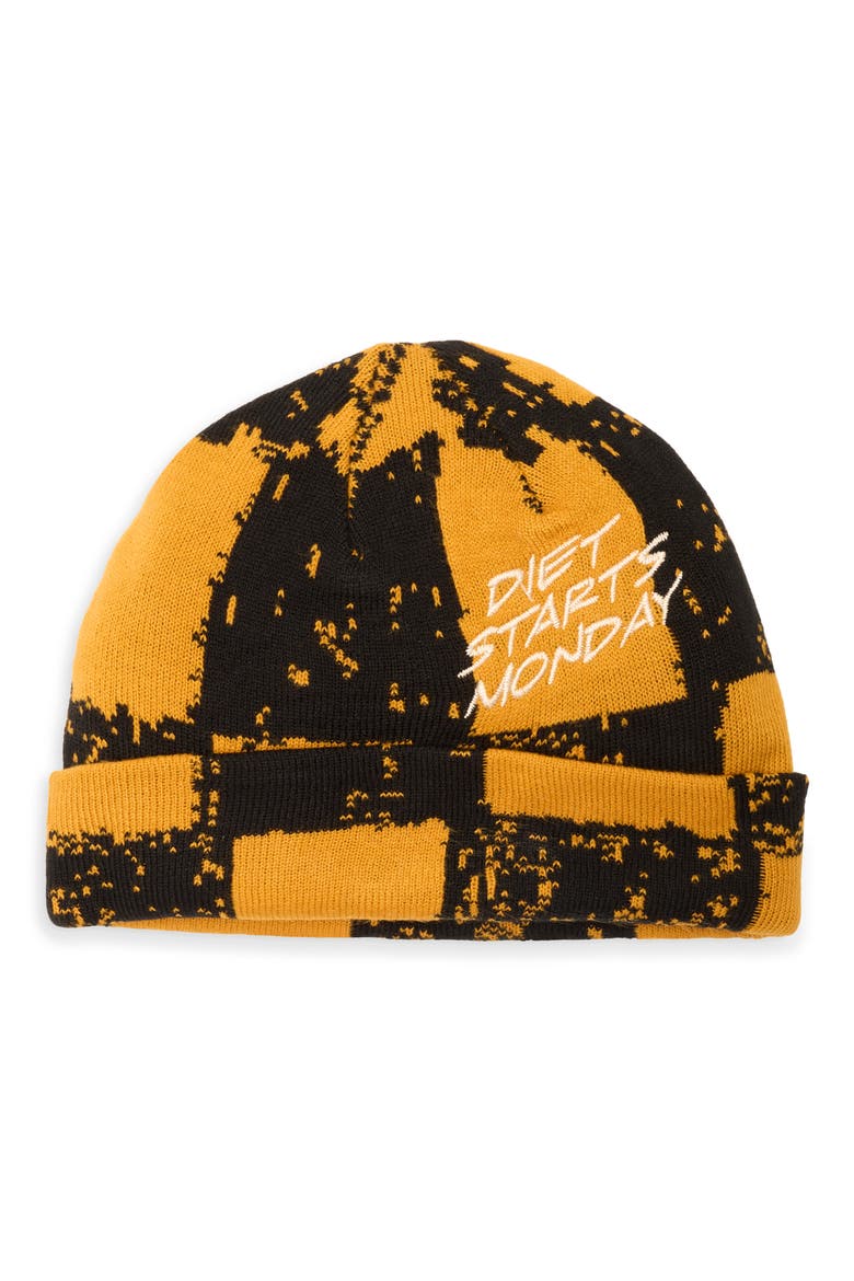 Checkered Beanie, Main, color, YELLOW/ BLACK