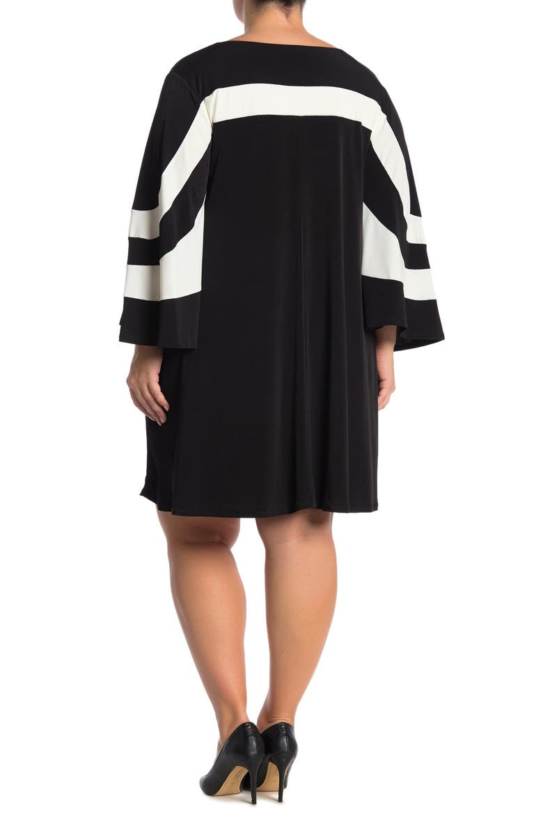 Jewel Neck Miracle Matte Jersey Dress, Alternate, color, BLACK/IVORY