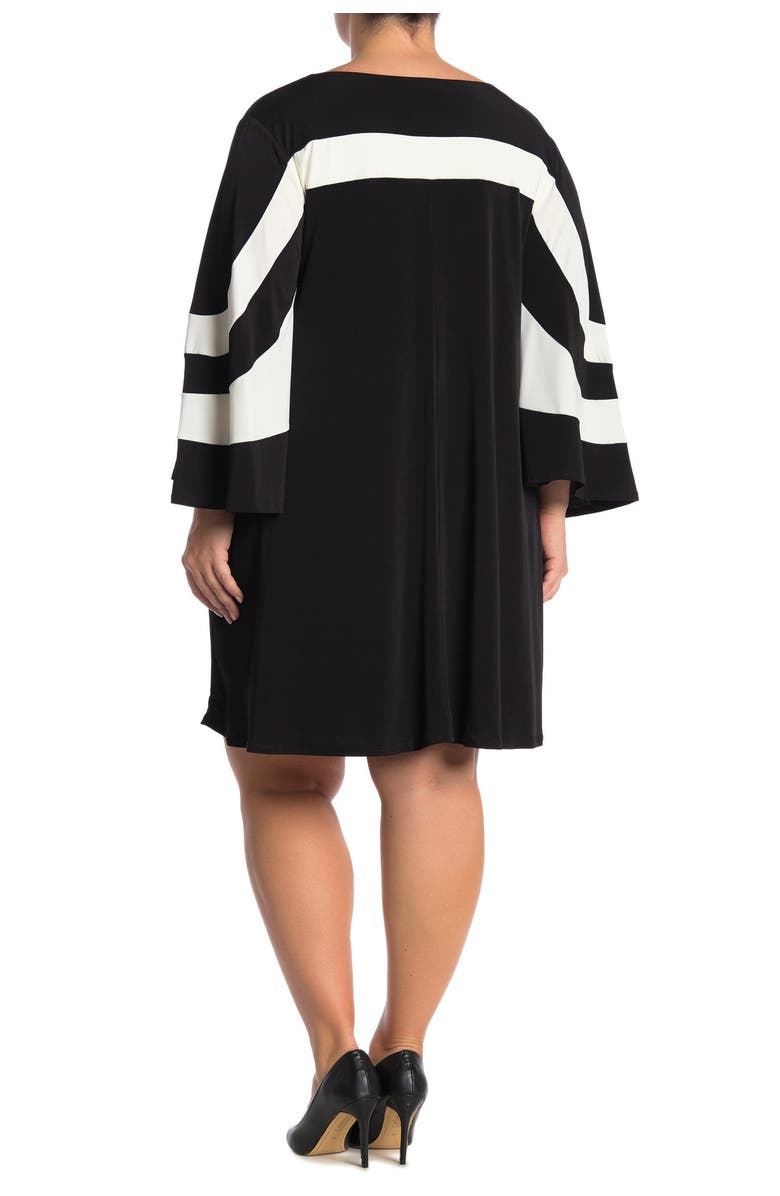 Nina Leonard Jewel Neck Miracle Matte Jersey Dress, Alternate, color, Black/Ivory