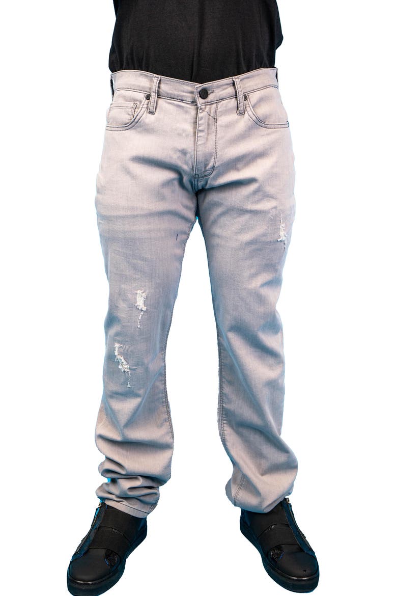 Ripped Athletic Fit Stretch Jeans, Main, color, GREY