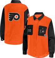 WEAR by Erin Andrews Women's WEAR by Erin Andrews Orange/Black Philadelphia Flyers Colorblock Button-Up Shirt Jacket