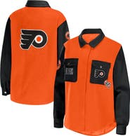 WEAR by Erin Andrews Women's WEAR by Erin Andrews Orange/Black Philadelphia Flyers Colorblock Button-Up Shirt Jacket