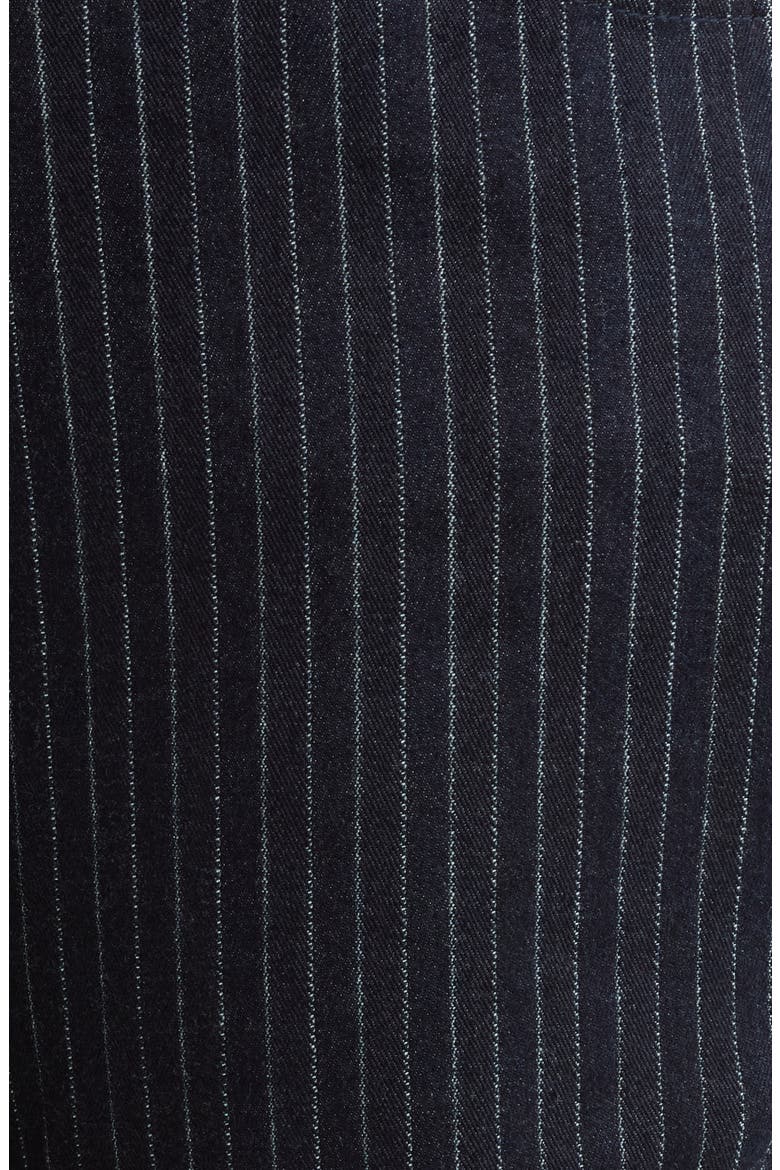 Brittany Pinstripe High Waist Itty Bitty Bootcut Jeans, Alternate, color, INDIGO
