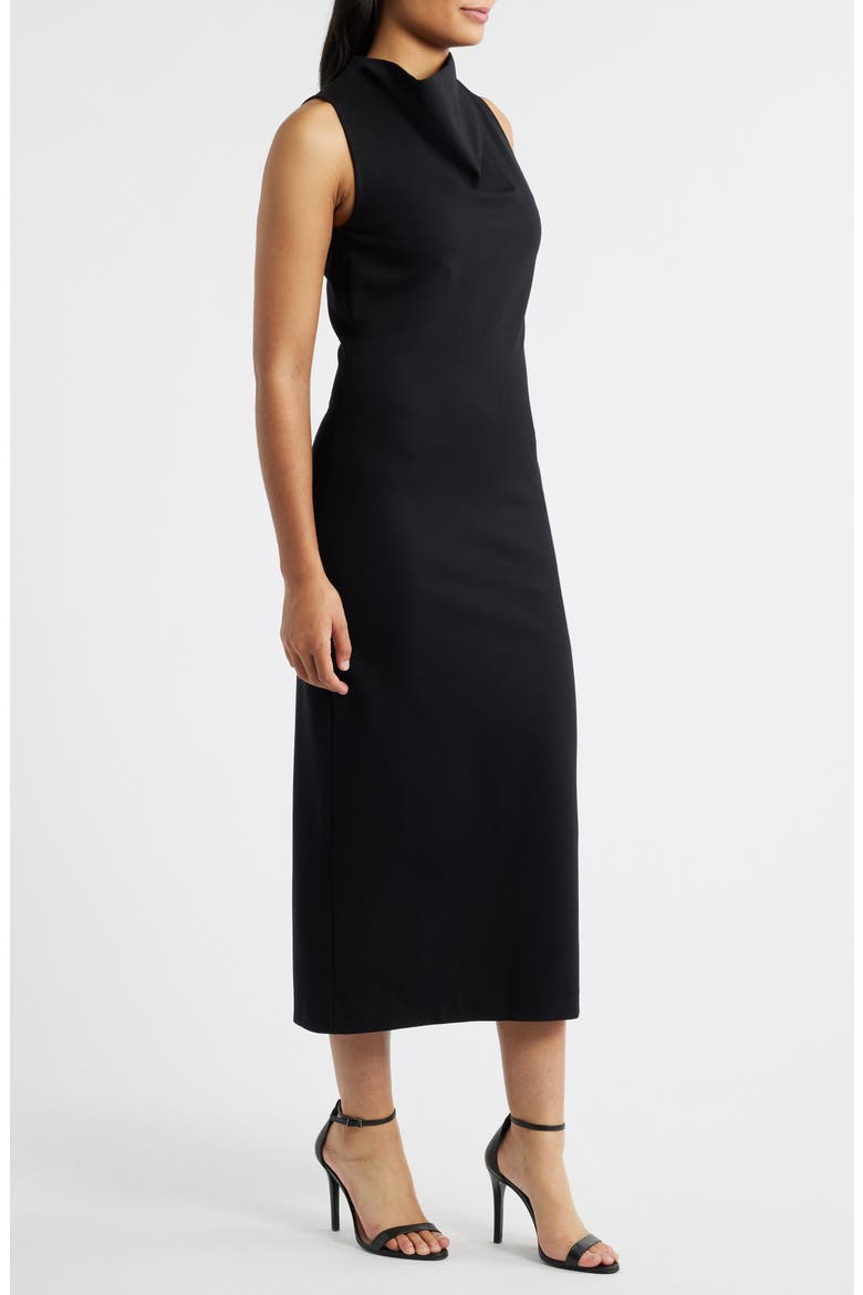 Ponte Sleeveless Midi Dress, Alternate, color, CLASSIC BLACK
