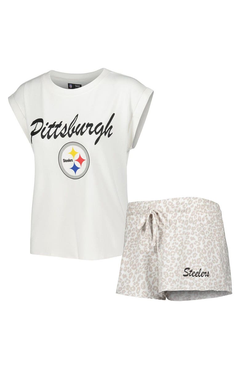 CONCEPTS SPORT Women's Concepts Sport White/Cream Pittsburgh Steelers Montana Knit T-Shirt & Shorts Sleep Set, Main, color, 