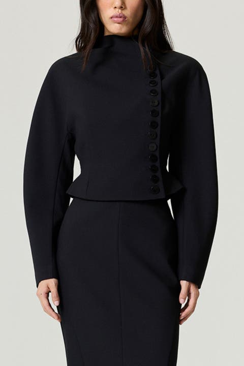 Asymmetric Buttoned Tailored Jacket