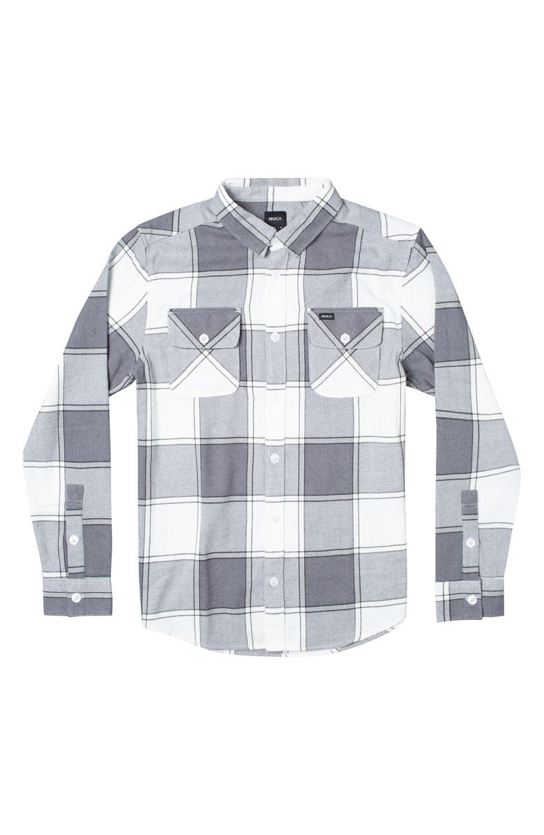 RVCA Kids' Plaid Button-Up Shirt, Main, color, 