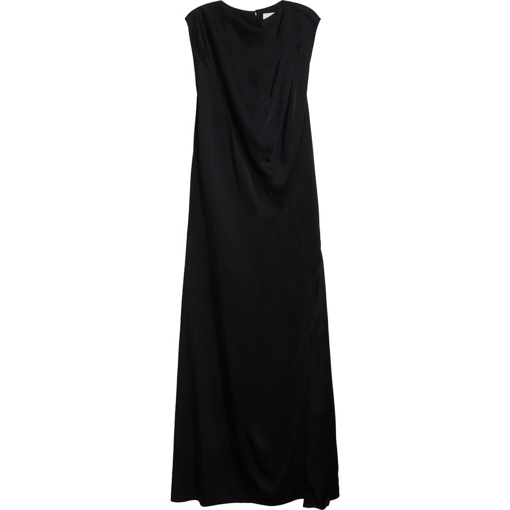 Jil Sander Asymmetric Draped Sleeveless Dress In Black