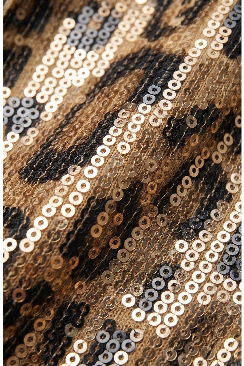Cropped Leopard Print Sequin Blazer, Alternate, color, Tan