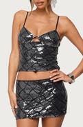 EDIKTED Stajie Diamond Pattern Sequin Camisole