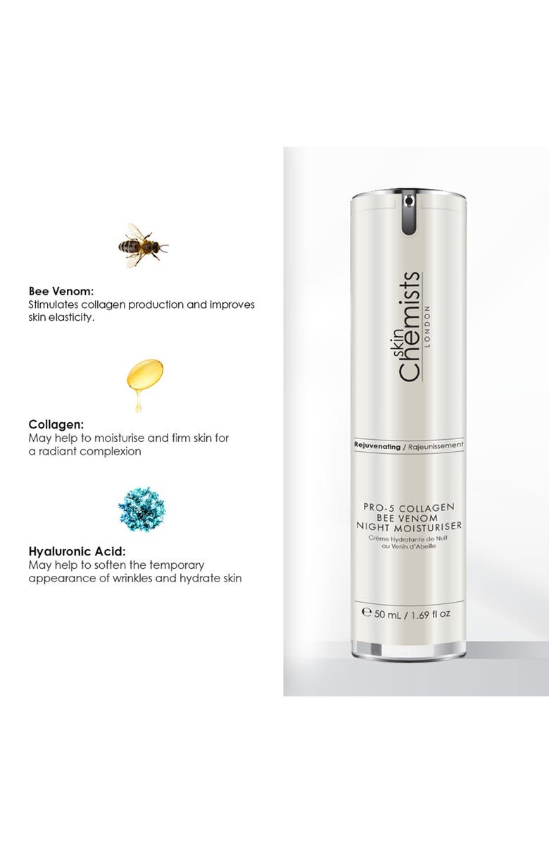 SKINCHEMISTS Pro-5 Collagen Bee Venom Night Moisturiser 50ml x 3 Trio Set, Alternate, color, White