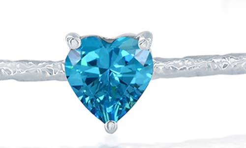 Simona Birthstone Cubic Zirconia Heart Open Cuff Bracelet In Blue