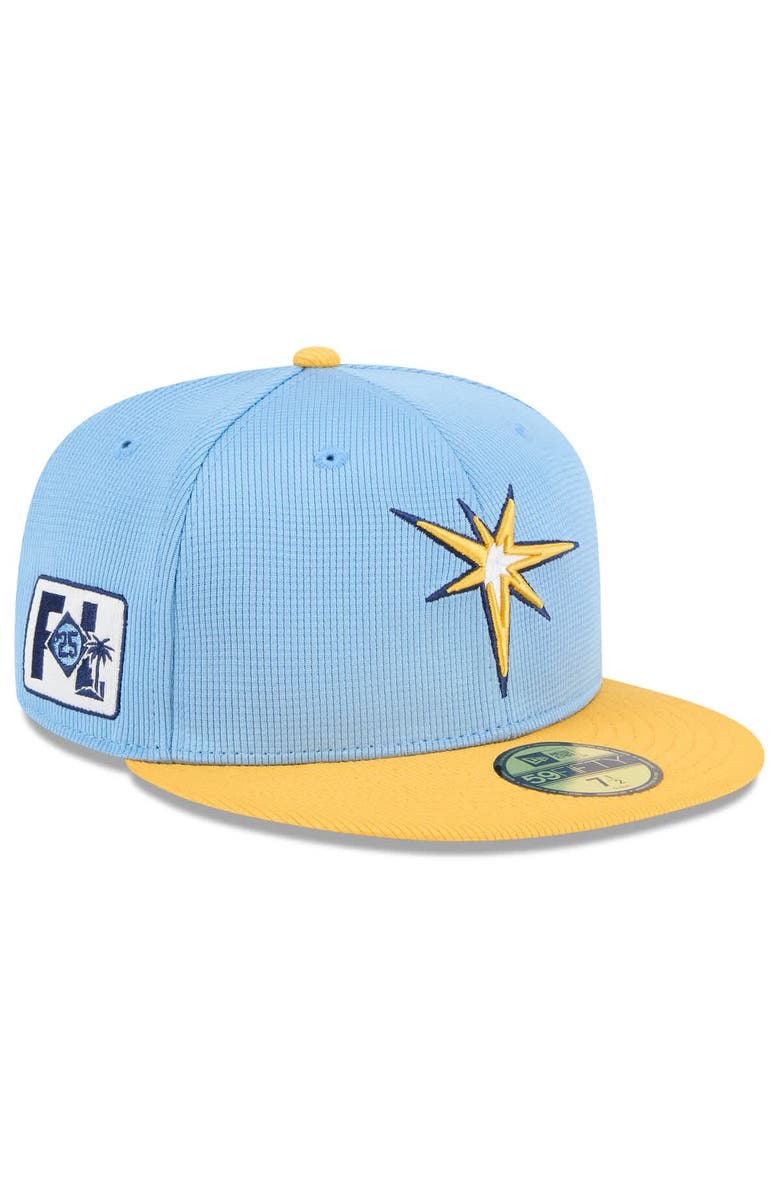 New Era Men's New Era  Light Blue/Gold Tampa Bay Rays 2025 Spring Training 59FIFTY Fitted Hat, Main, color, 