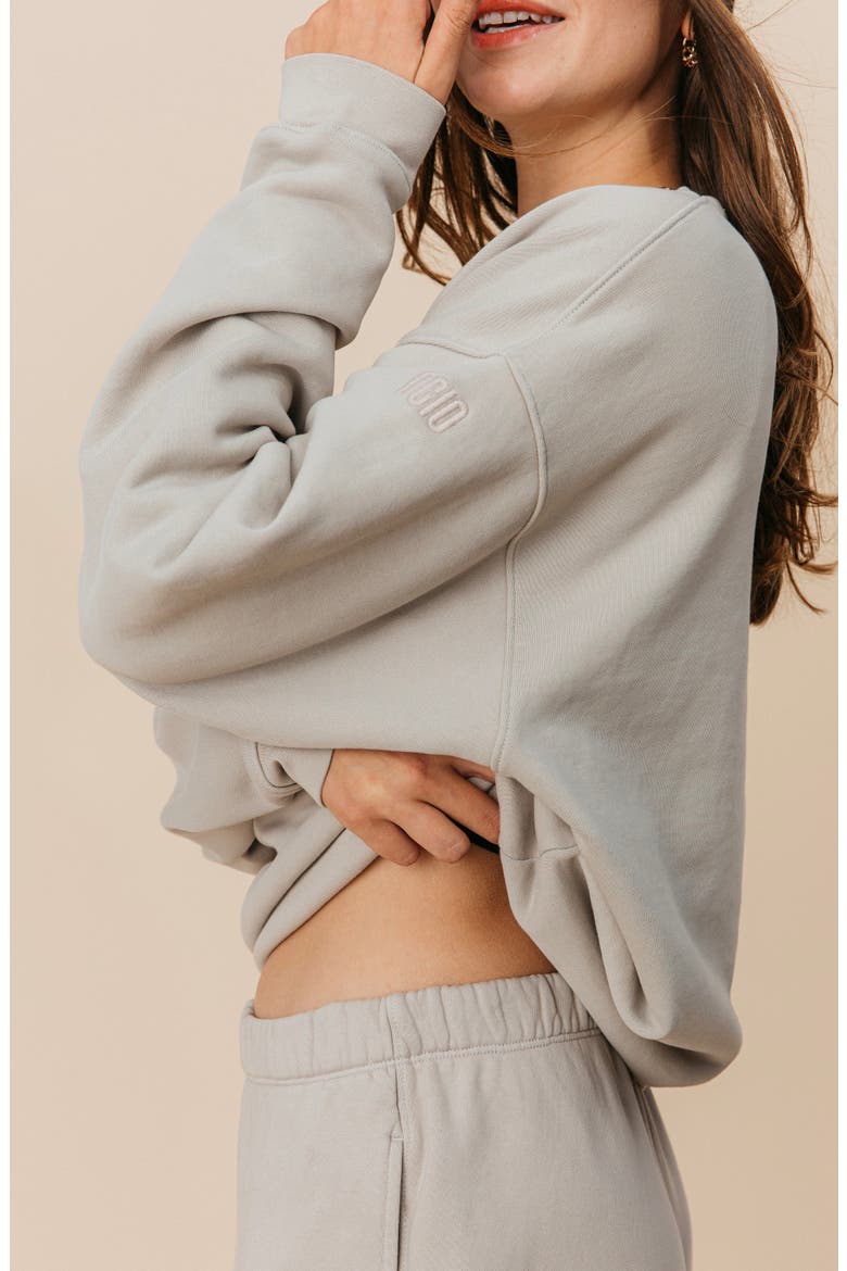 Women's Organic Cotton Teddy Oversized Crewneck, Alternate, color, Stone