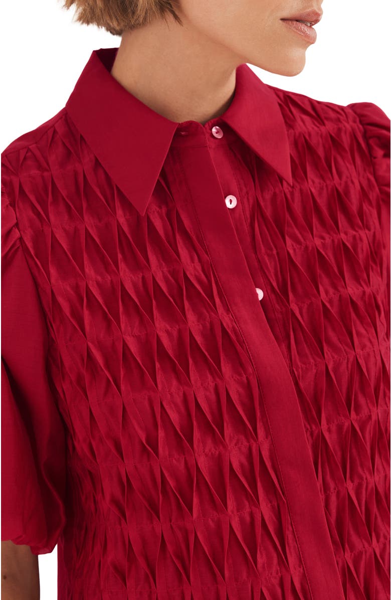 MINT VELVET Puff Sleeve Smock Shirt, Alternate, color, Red