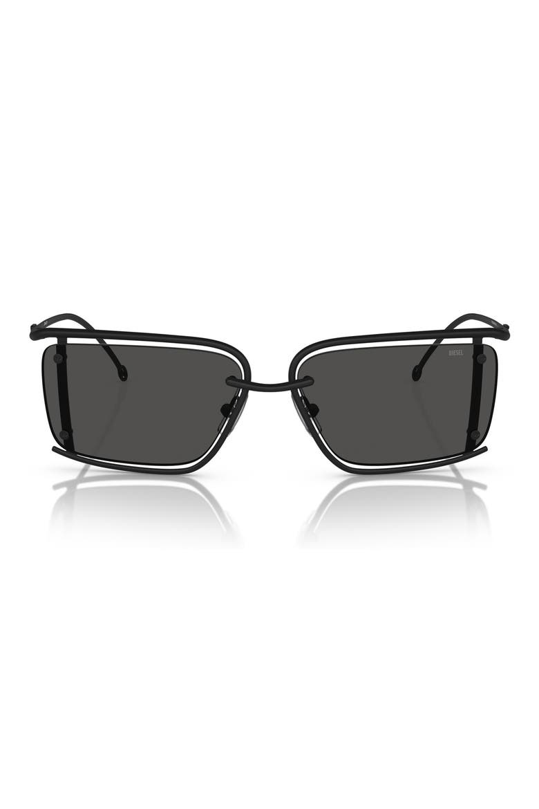 57mm Rectangular Sunglasses, Main, color, MATTE BLACK / DARK GREY