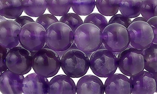 Bling Jewelry Set Of 3 Semiprecious Stone Beaded Stretch Bracelets In Amethyst