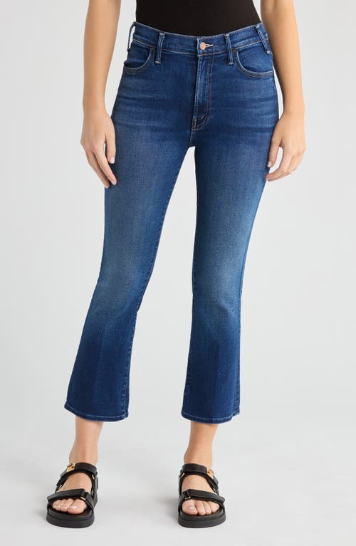 Mother Lil' Hustler Frayed Ankle Bootcut Jeans In Blue