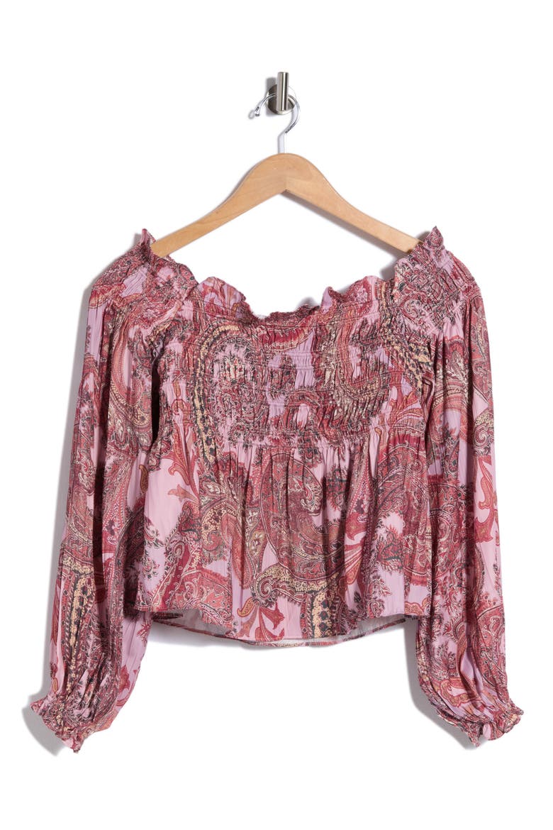 Ariela Off the Shoulder Top, Alternate, color, MAUVE MLT FRENCH PSLY