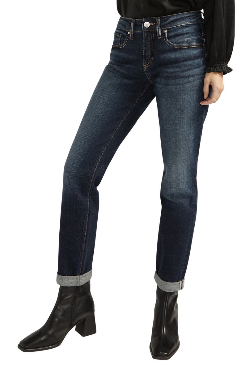 Silver Jeans Co. Boyfriend Cuff Slim Leg Jeans, Alternate, color, Indigo