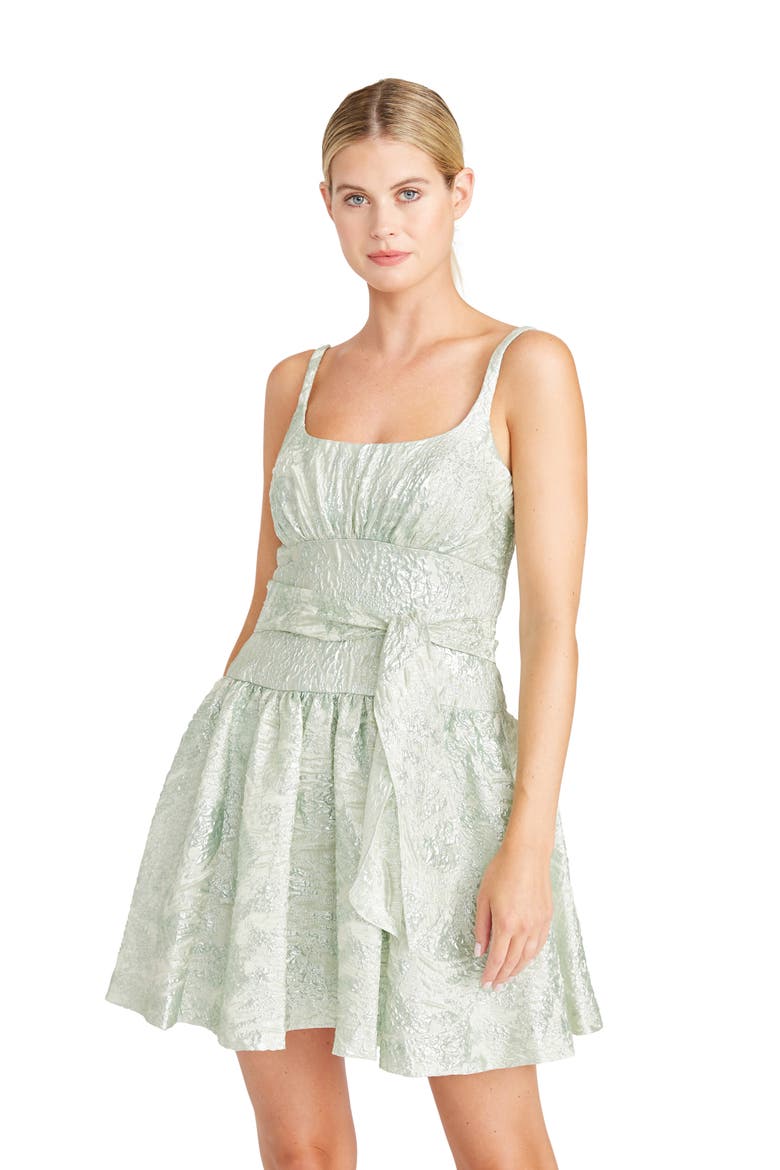 Metallic Jacquard Cocktail Minidress, Alternate, color, SOFT MINT
