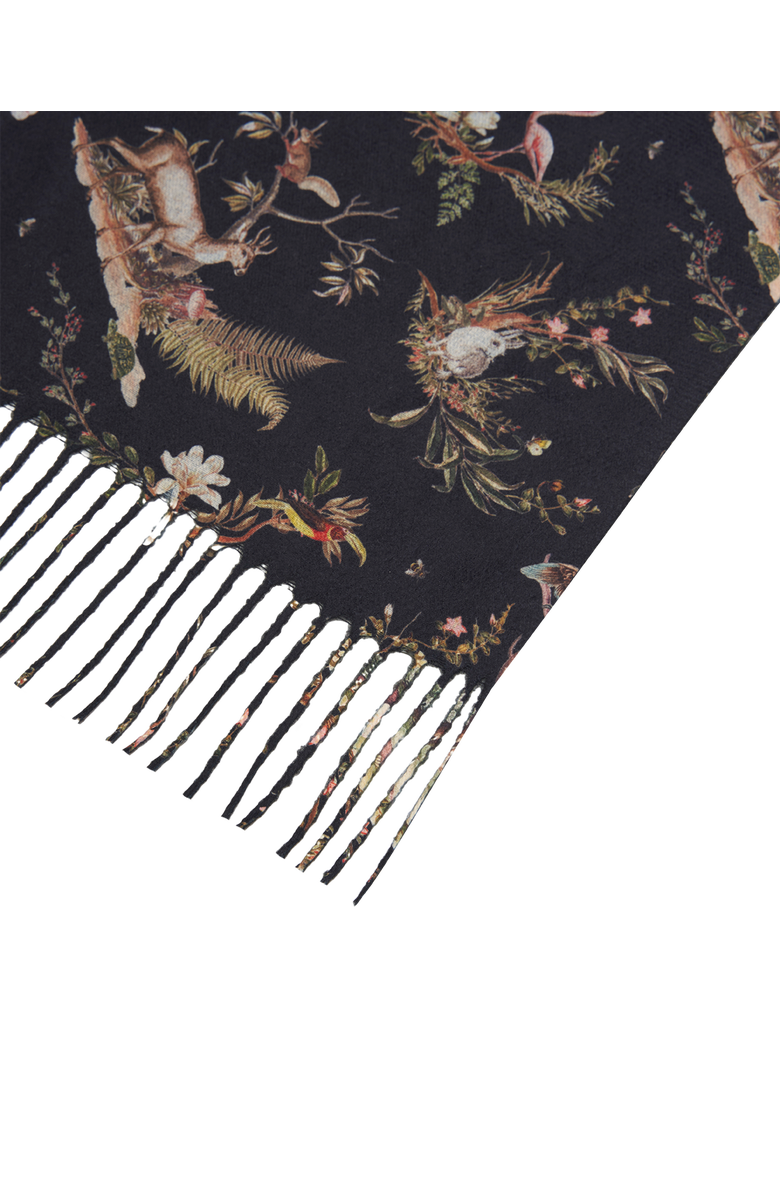 Fable England Wonderland Toile Fringe Scarf, Alternate, color, Black