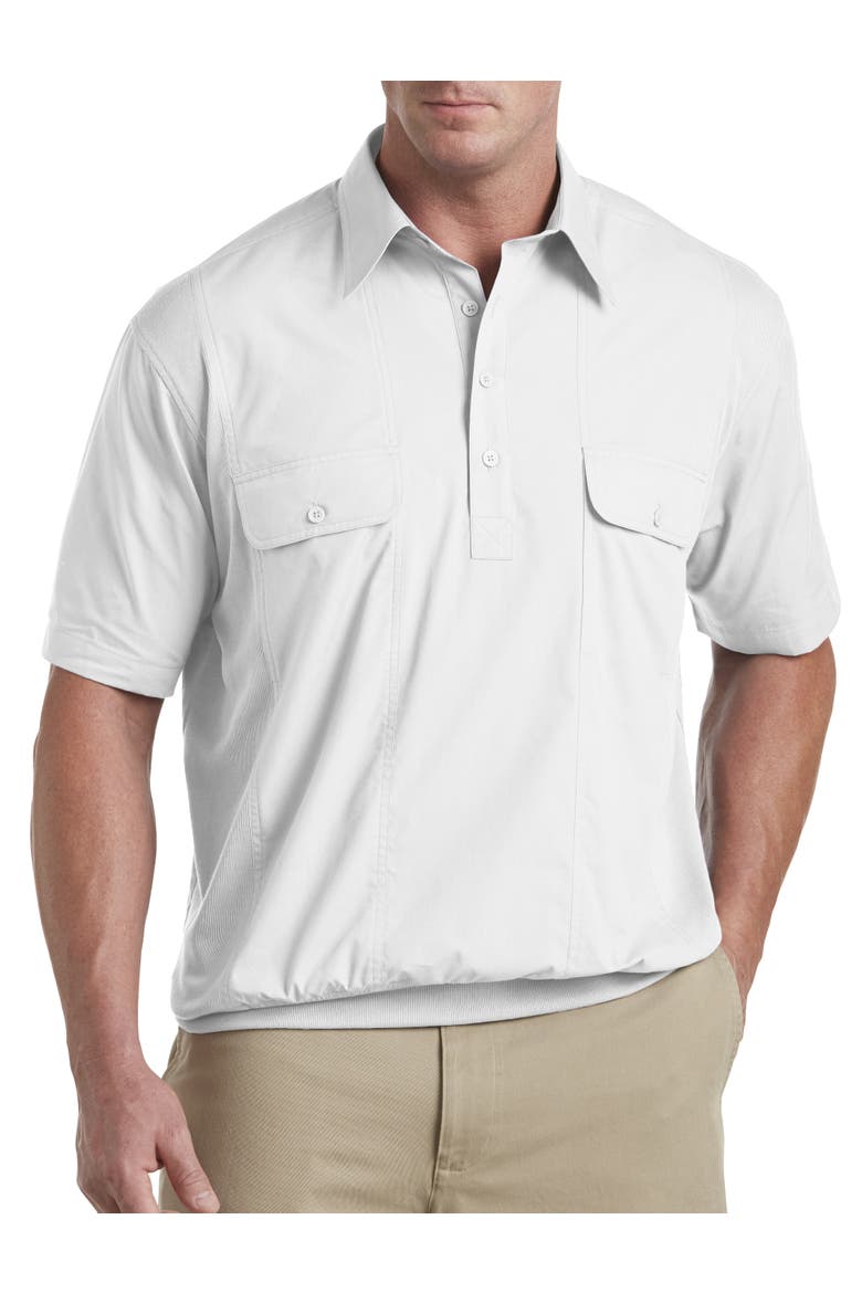 Banded-Hem Polo Shirt, Main, color, WHITE