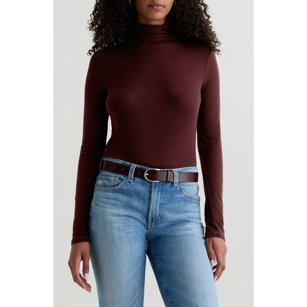 Ag The Chels Long Sleeve Ribbed Turtleneck In Gold