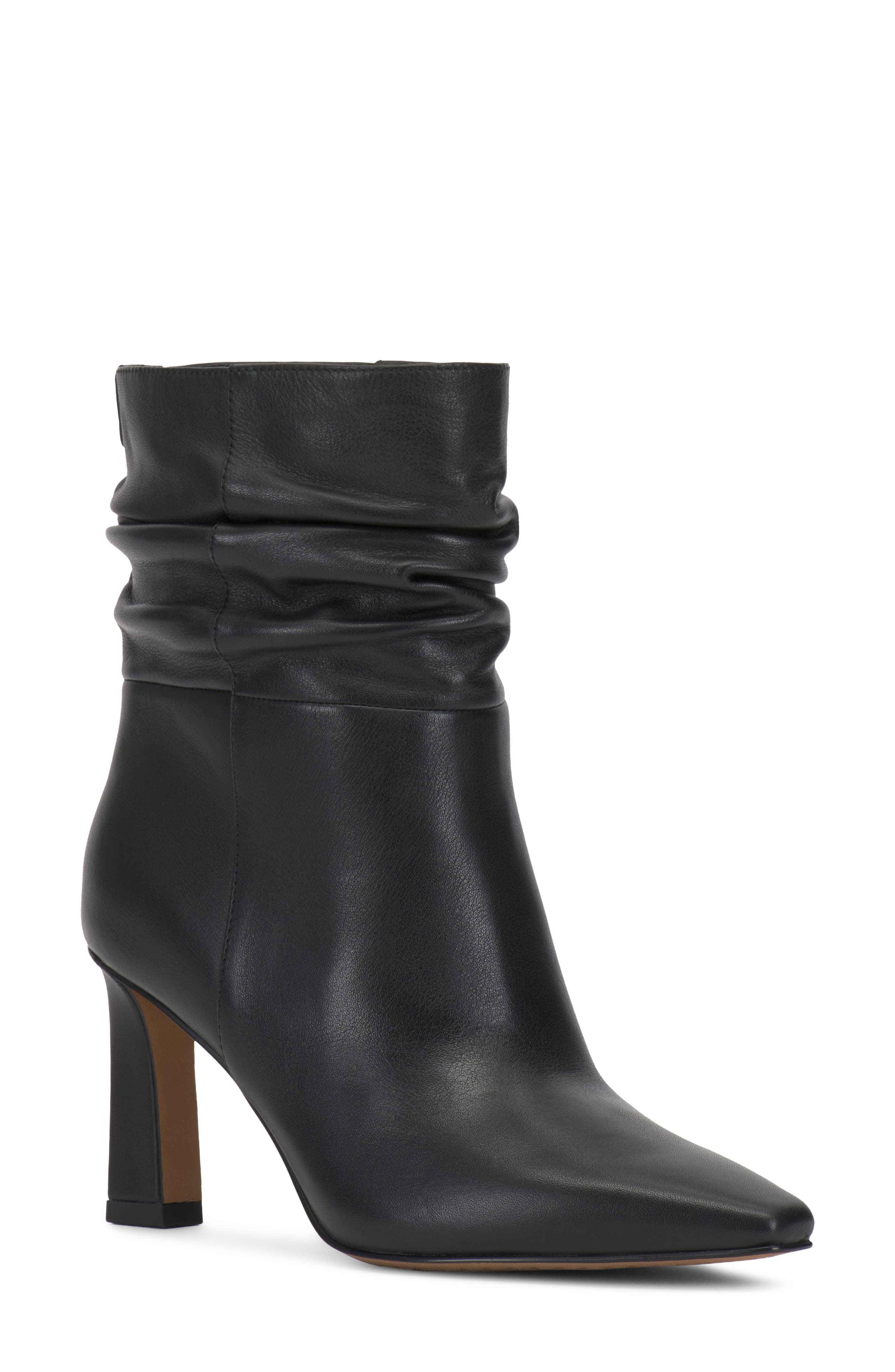 Grenna Leather Bootie, Main, color, BLACK