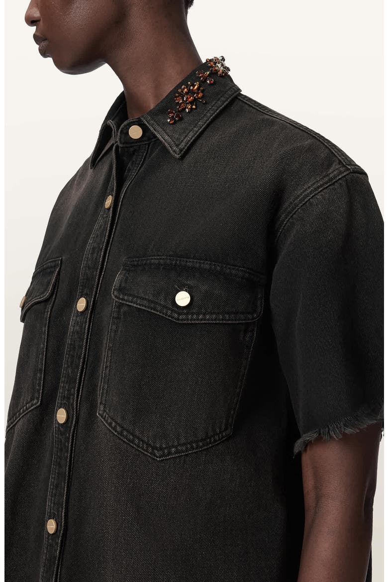 Filou Denim Minidress, Alternate, color, OVERDYED BROWN