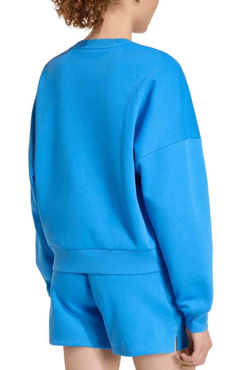 adidas Essentials Small Logo Feel Cozy Sweatshirt, Alternate, color, Ray Blue/ White