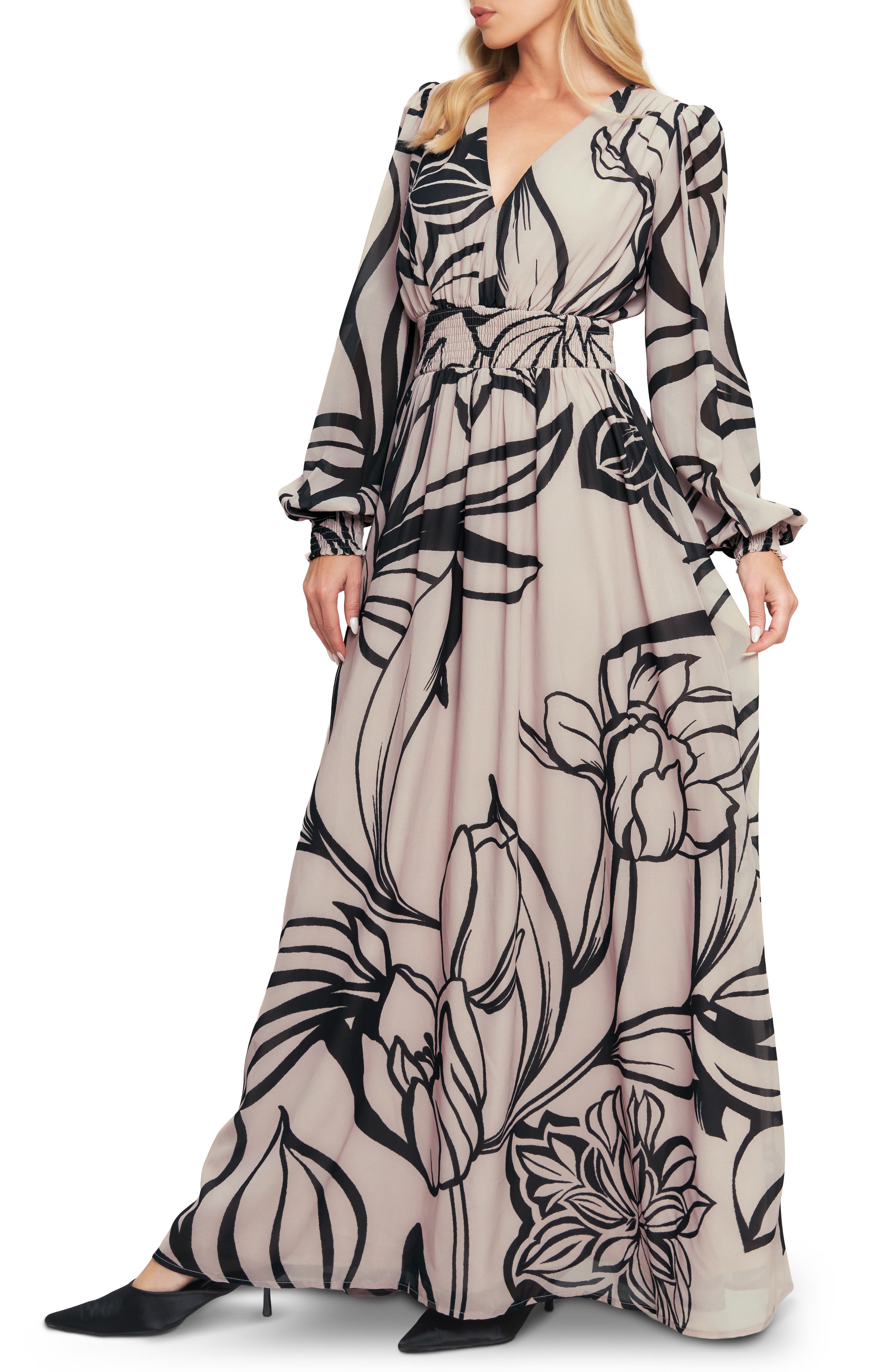 FLYING TOMATO Floral Long Sleeve Maxi Dress
