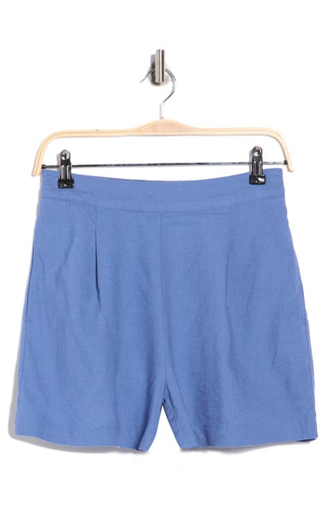 Solid Linen Blend Shorts