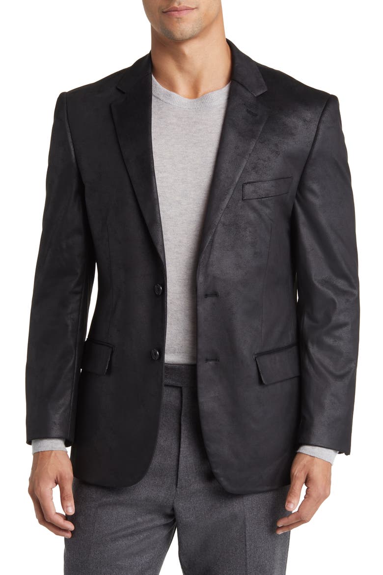 Norris Faux Suede Blazer, Main, color, BLACK
