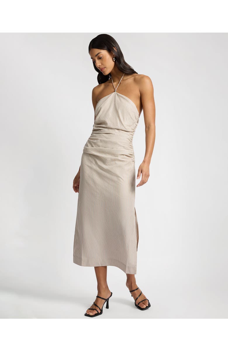 Onia Ruched Halter Dress, Main, color, Tan/White